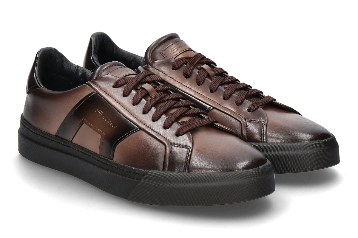 スニーカー SANTONI Men Sneakers MBGT21967PNNKSIWE68 68 BROWN SANTONI men's brown leather sneakers / shoes / made in Italy